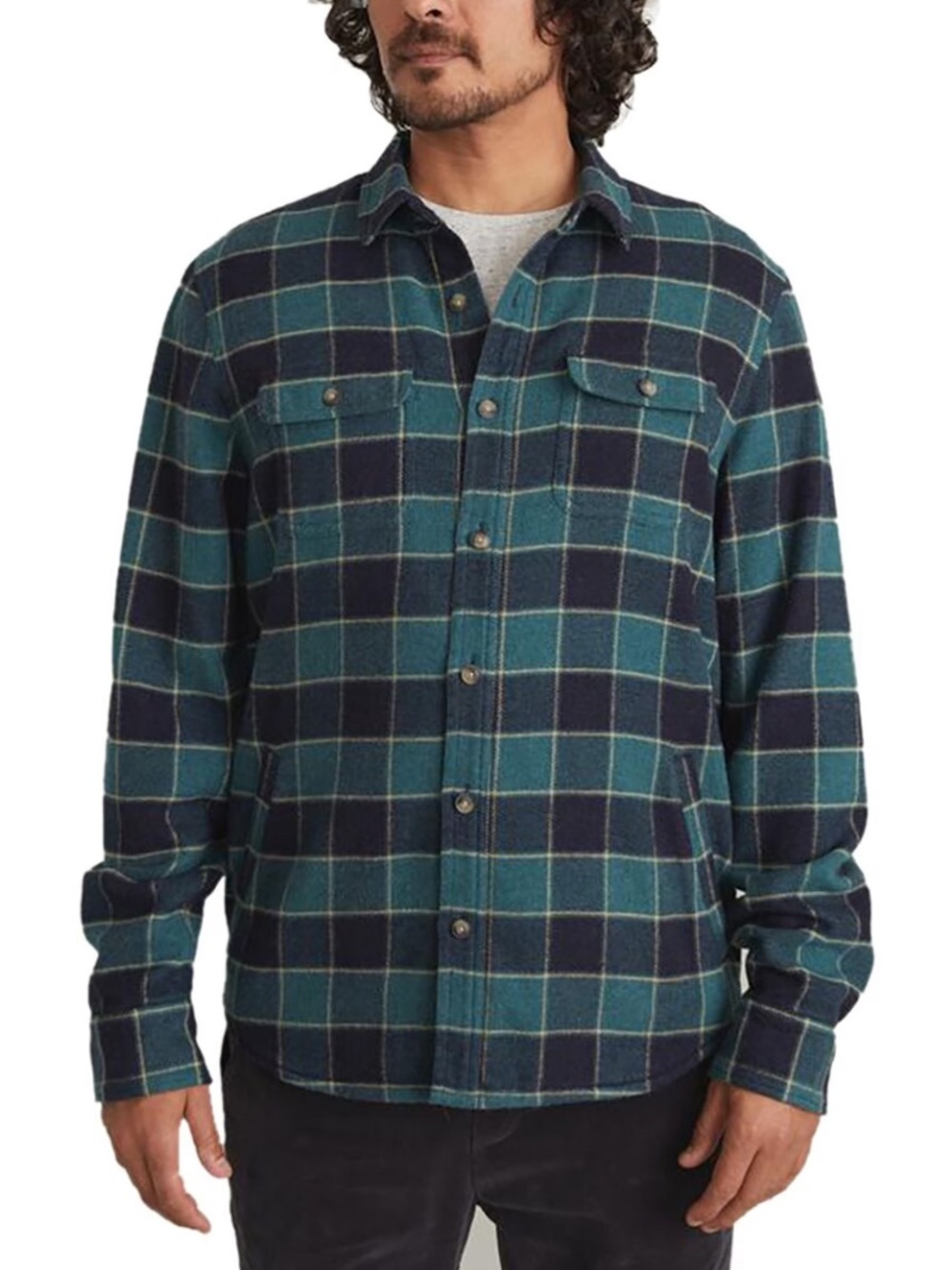 Marine Layer Signature Lined Camping Shirt Jacket XL Blue Teal Flannel Shacket